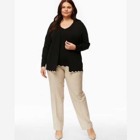 LAURA: Scallop Detail Cami - black with white trim - Picture 3 of 11